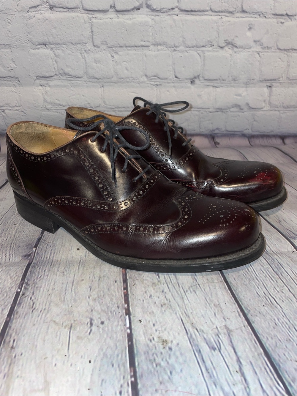 Bass Men's Burgundy Wingtip Derby Oxfords • Sz 13D